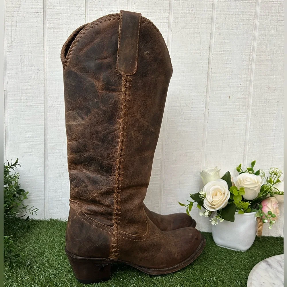 Classic Over-the-Knee Leather Boots in Brown